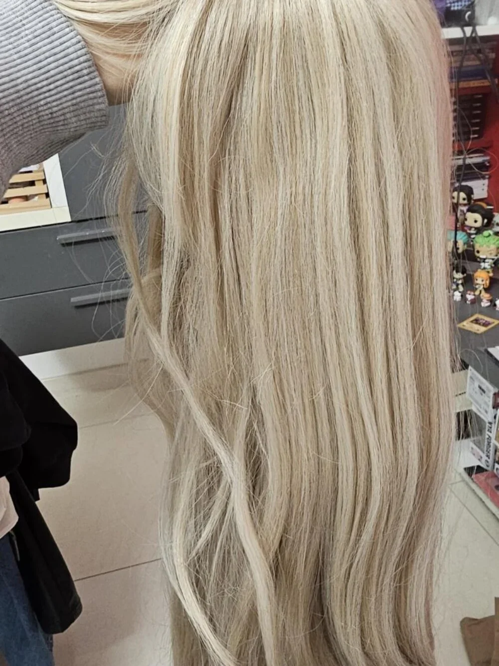 Women's Blonde 24in Long Straight Layered Wig with Bangs Soft Synthetic Hair